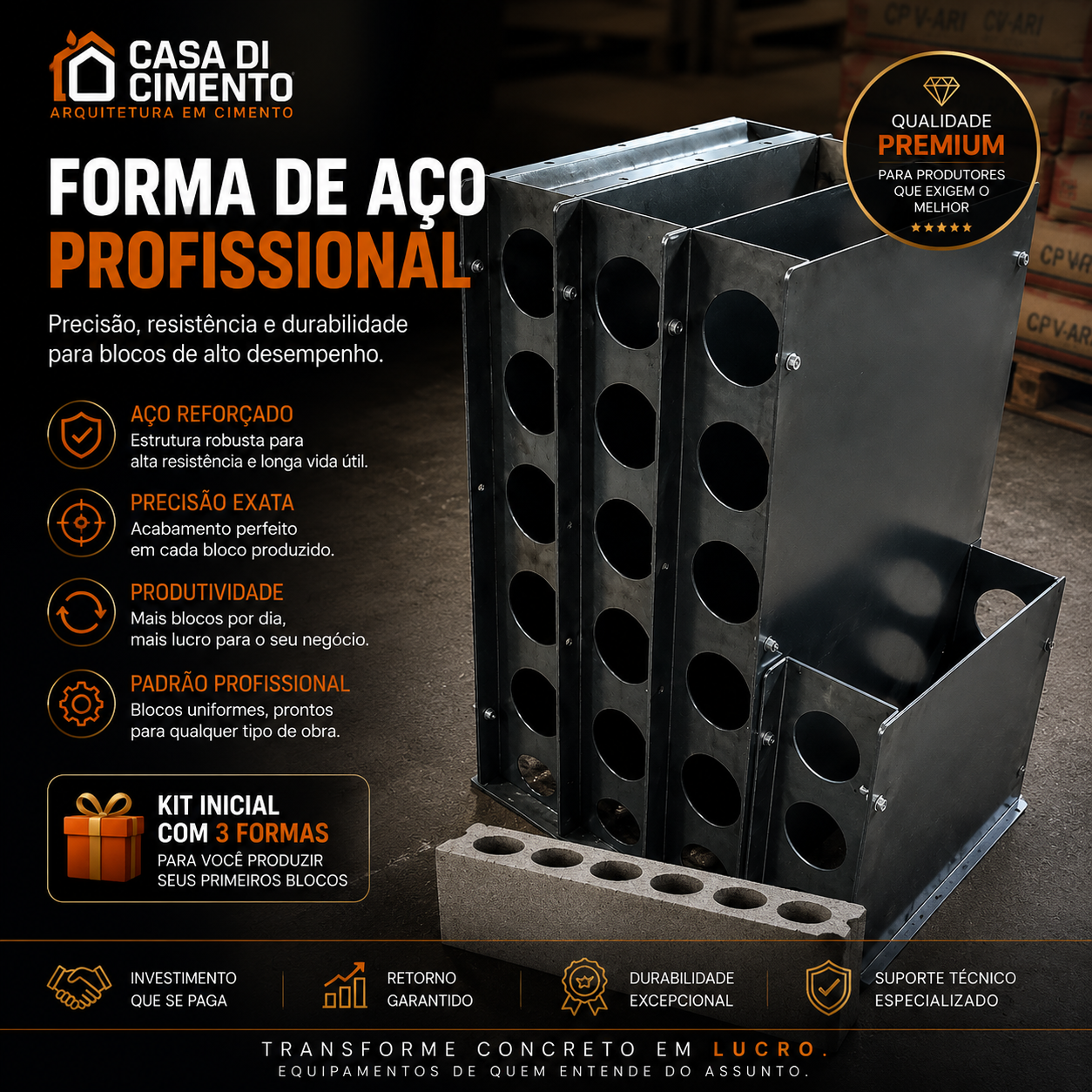 Forma Vertical 3 Blocos + 1 meio Bloco